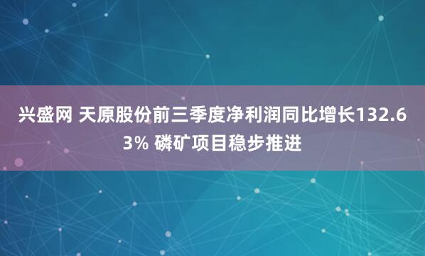 兴盛网 天原股份前三季度净利润同比增长132.63% 磷矿项目稳步推进
