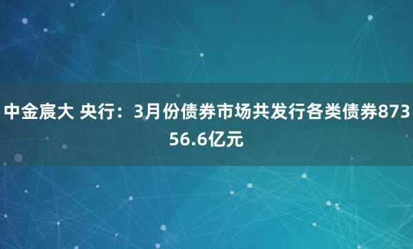 中金宸大 央行：3月份债券市场共发行各类债券87356.6亿元
